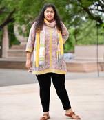 Grey mustard handblock printed short kurta