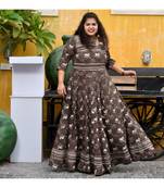 Grey handblock printed anarkali