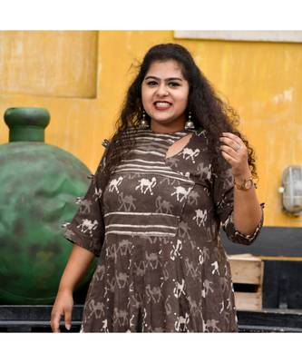 Grey handblock printed anarkali 3