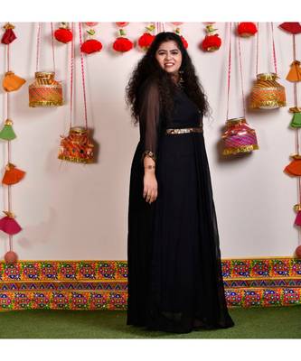 Black georgette  sequin cocktail dress 3