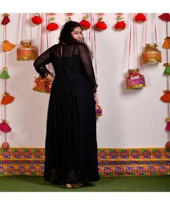 Black georgette  sequin cocktail dress 4
