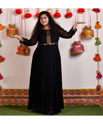 Black georgette  sequin cocktail dress 5