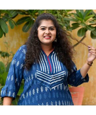 Indigo dabu handblock kurta with skirt 4