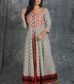 Floral Printed Front Slit Anarkali Cotton Kurti