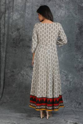 Floral Printed Front Slit Anarkali Cotton Kurti 2