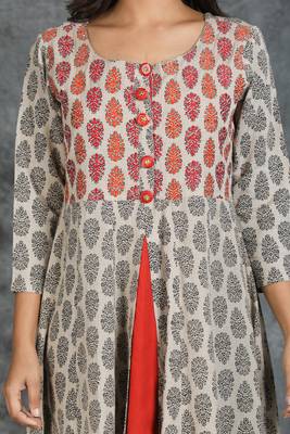 Floral Printed Front Slit Anarkali Cotton Kurti 3