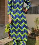 Green Printed Cotton Women Ethnic Wear