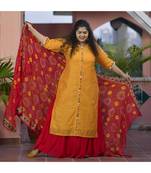 Mustard weave kurta with duppata