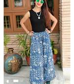 Blue Printed Cotton Women Ethnic Wear