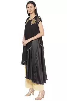 Black Embroidered Georgette Party Wear Kurti