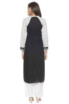 Black Embroidered Cotton Party Wear Kurti 4