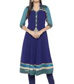 Blue Embroidered Georgette Party Wear Kurti