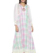 Pink Embroidered Cotton Party Wear Kurtis