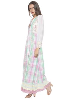 Pink Embroidered Cotton Party Wear Kurtis 3