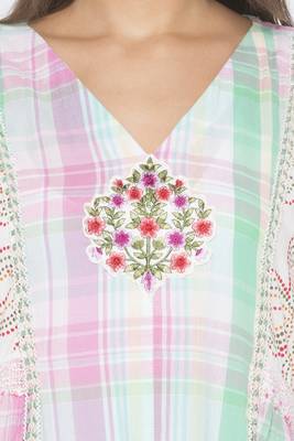 Pink Embroidered Cotton Party Wear Kurtis 5
