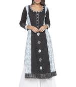 Black Printed Cotton Party Wear Kurti