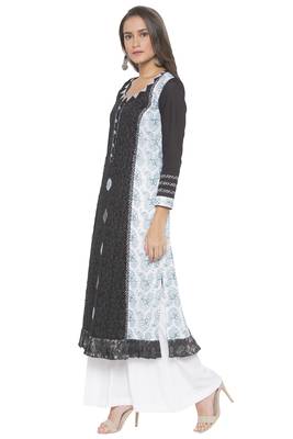 Black Printed Cotton Party Wear Kurti 3