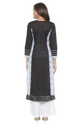 Black Printed Cotton Party Wear Kurti 4
