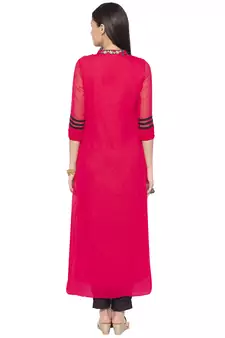 Pink Embroidered Georgette Party Wear Kurti