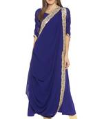 Dark Blue Embroidered Georgette Party Wear Kurtis