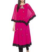 Pink Embroidered Georgette Party Wear Kurti