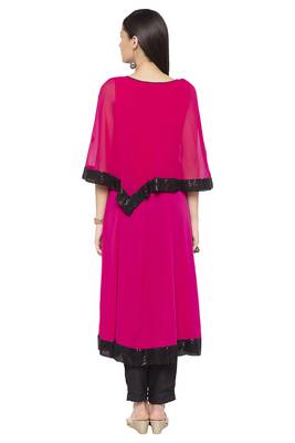 Pink Embroidered Georgette Party Wear Kurti 4