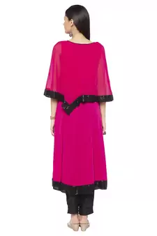 Pink Embroidered Georgette Party Wear Kurti