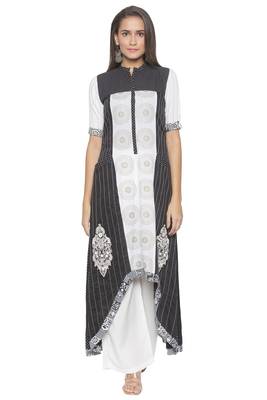Black Embroidered Cotton Party Wear Kurti 1