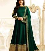 Dark Green South Silk Designer Anarkali Suit