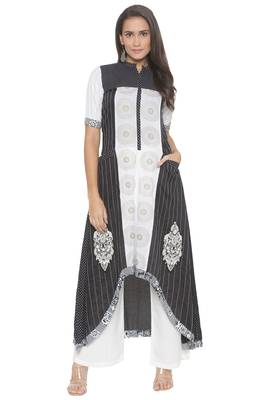 Black Embroidered Cotton Party Wear Kurti 2