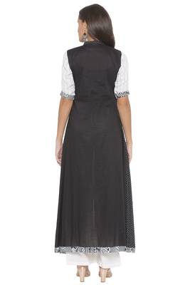 Black Embroidered Cotton Party Wear Kurti 4