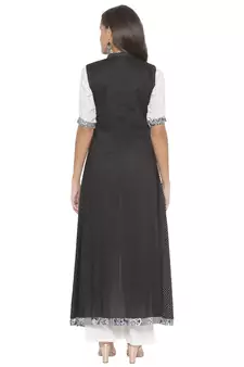 Black Embroidered Cotton Party Wear Kurti