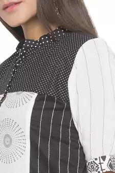 Black Embroidered Cotton Party Wear Kurti