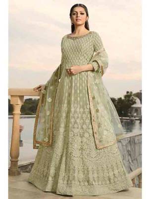Olive Green Georgette Designer Anarkali Suit 2