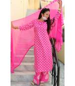 Pink Embroidered Cotton Women Ethnic Wear