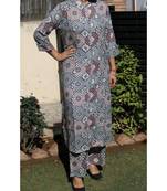 Grey Printed Rayon Ethnic Wear Women
