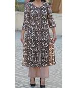 Brown Printed Rayon Ethnic Wear Women