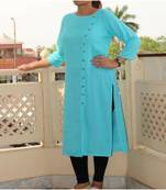 Blue Printed Rayon Ethnic Wear Women