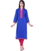 Blue Printed Rayon Ethnic Wear Women
