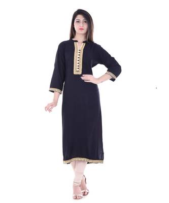 Black Printed Rayon Ethnic Wear Women 1