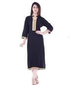 Black Printed Rayon Ethnic Wear Women
