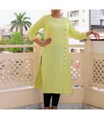 Yellow Printed Rayon Ethnic Wear Women