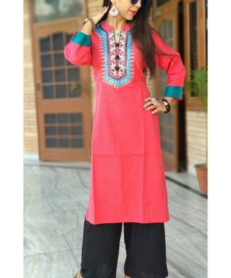 Peach Embroidered Rayon Ethnic Wear Women 1