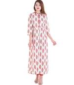 White Printed Cotton Ethnic Wear Women