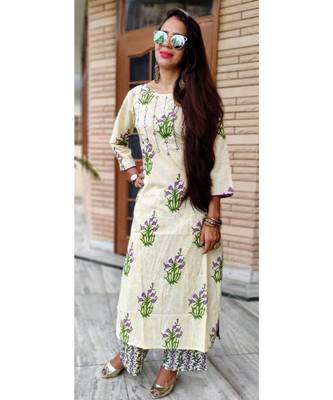 Purple Printed Cotton Ethnic Wear Women 1