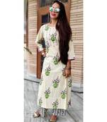 Purple Printed Cotton Ethnic Wear Women