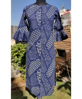 Blue Printed Cotton Ethnic Wear Women 1
