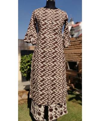 Brown Printed Rayon Ethnic Wear Women 1