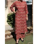 Maroon Printed Rayon Ethnic Wear Women