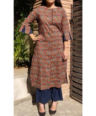 Brown Printed Cotton Ethnic Wear Women 1